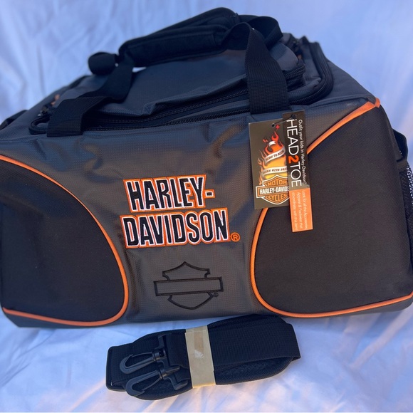 Harley Davidson Motorcycle Travel Duffle Gym Bag 20” Carry on with Strap - Picture 2 of 7